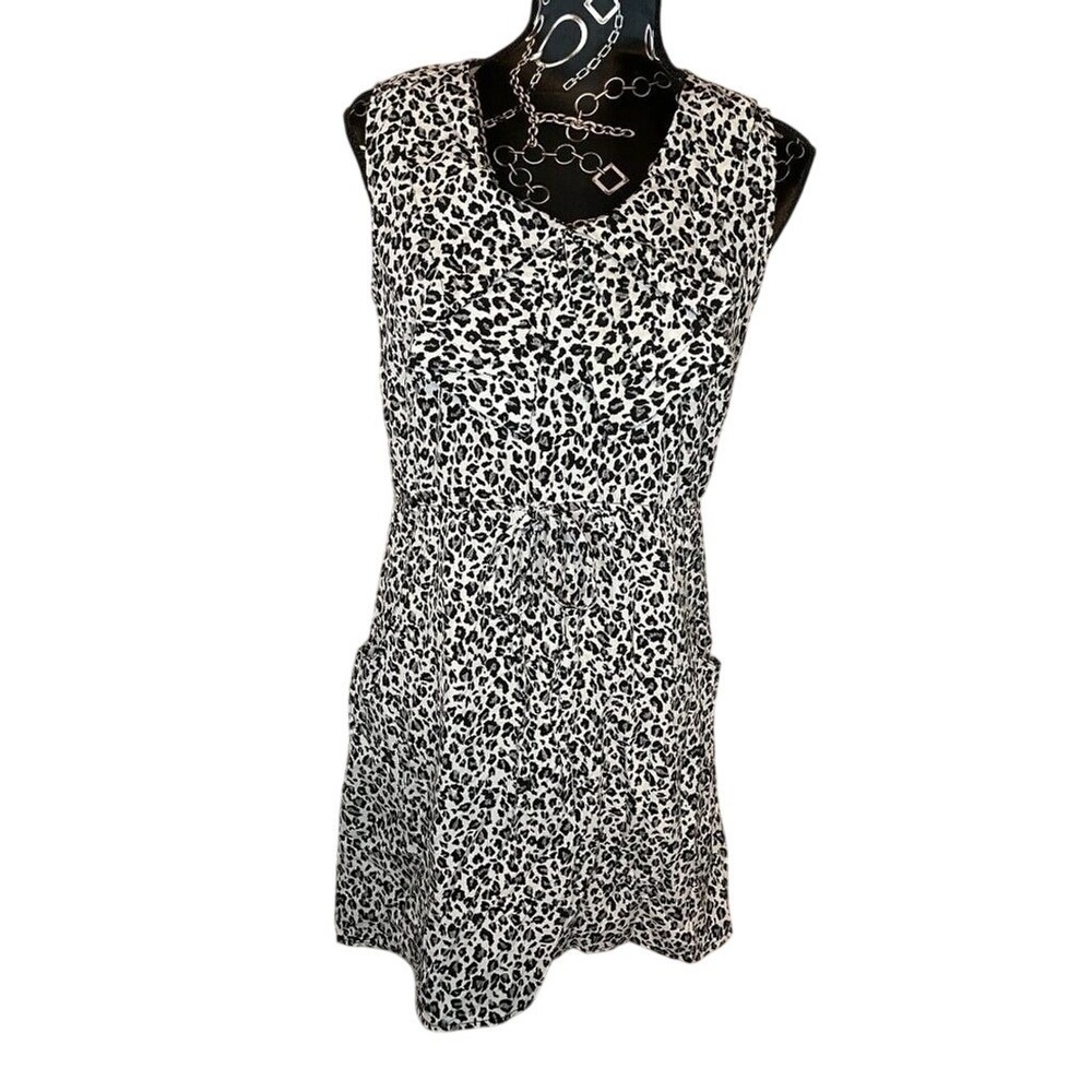 Sleeveless Dress Animal Print Drawstring Waist Casual Summer‎